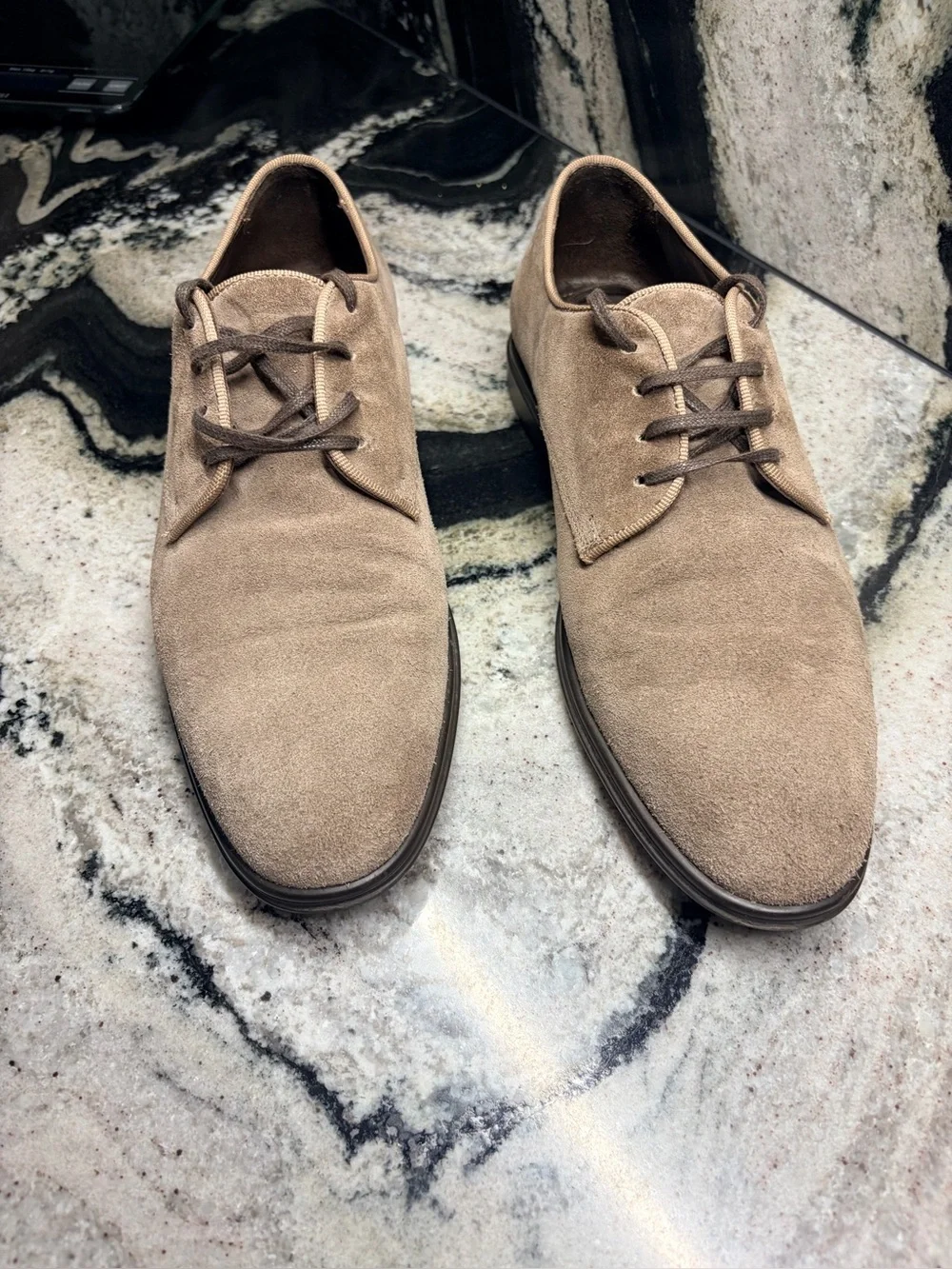 a.testoni Taupe Suede Derby Dress Shoes Men’s US 9 UK 8 Made in Italy